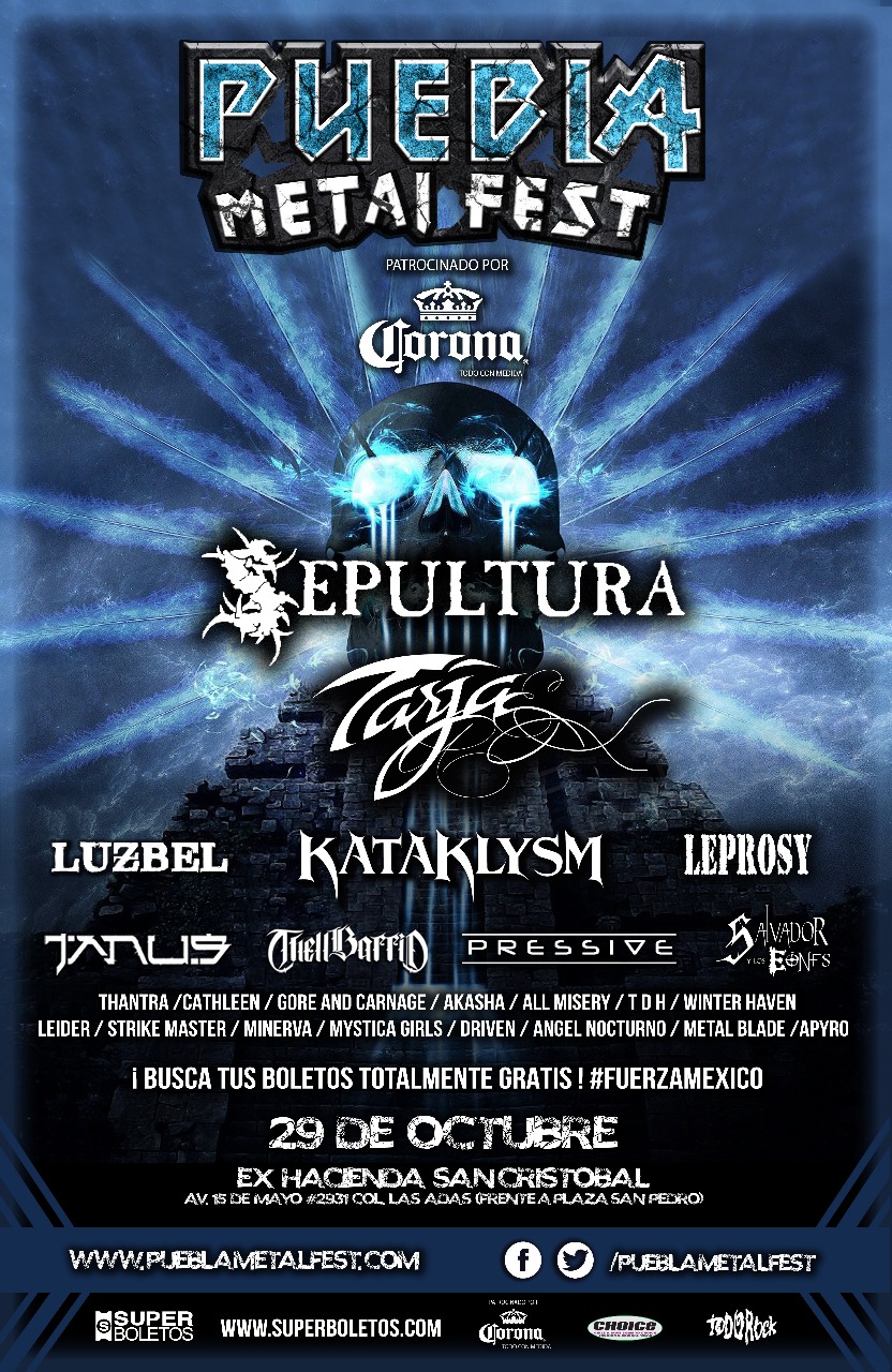 SEPULTURA, TARJA, KATAKLYSM, LUZBEL, en el Puebla Metal Fest