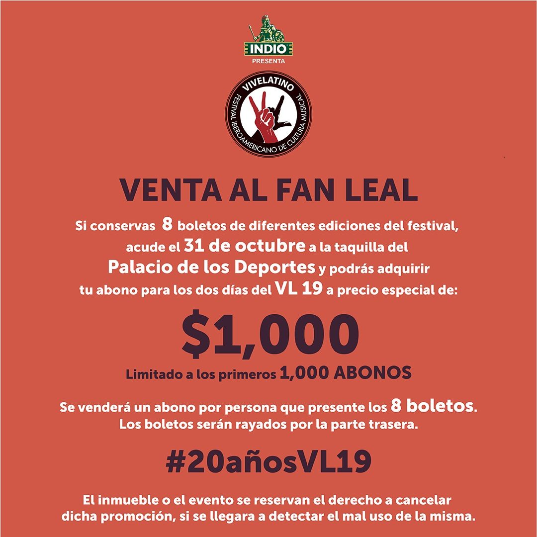 20 Años Vive Latino: Venta para el fan leal